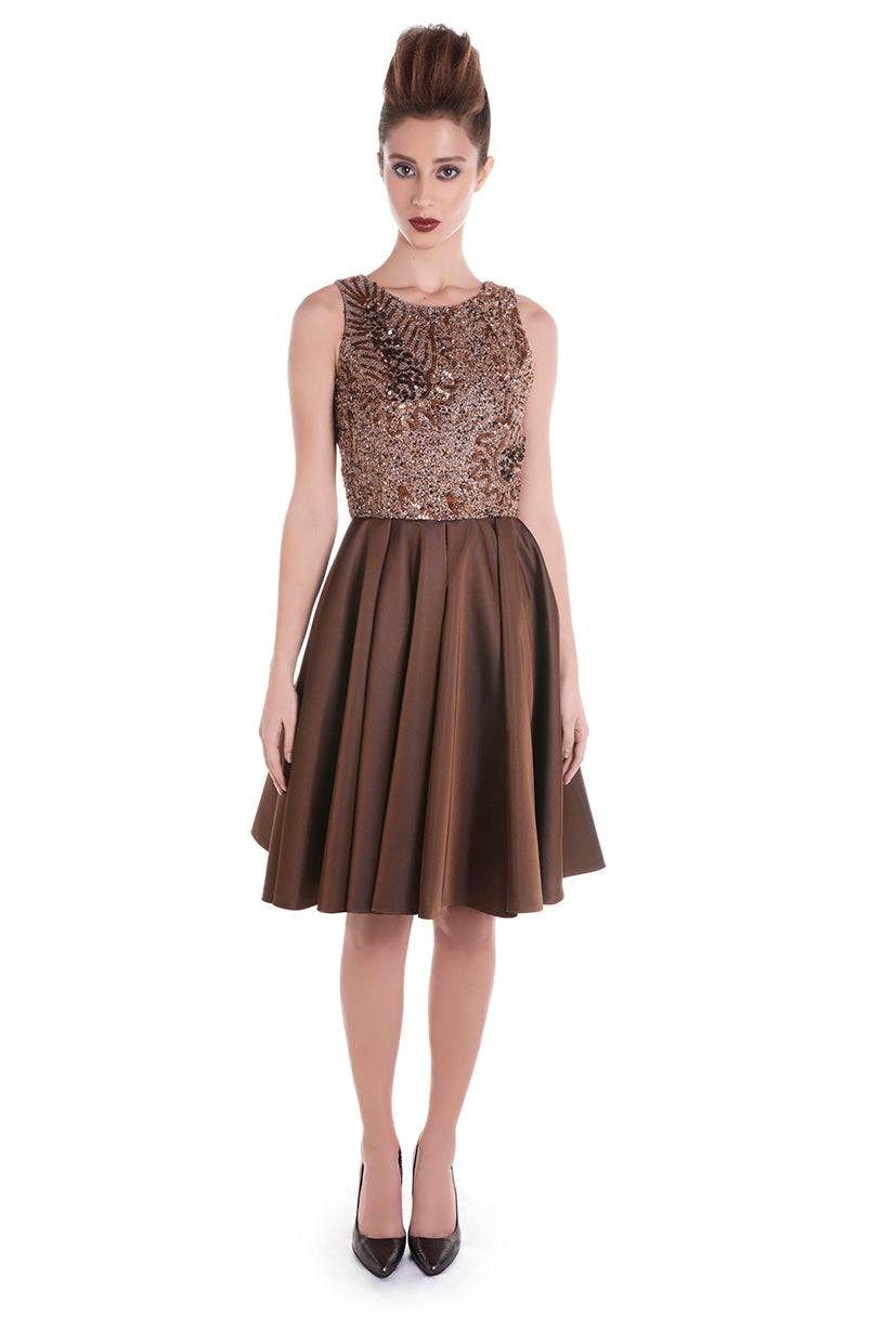 Vestido clásico marrón STAR DUST