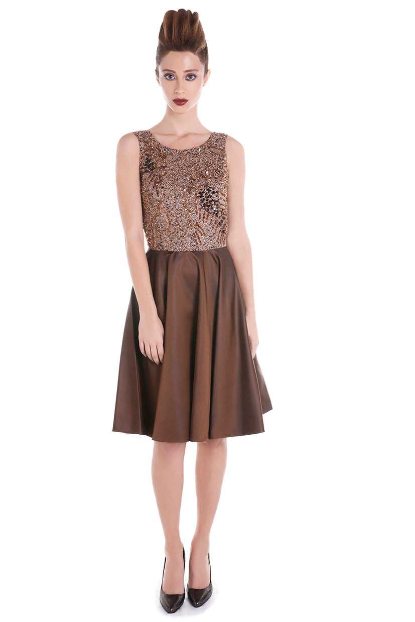 STAR DUST low back brown dress