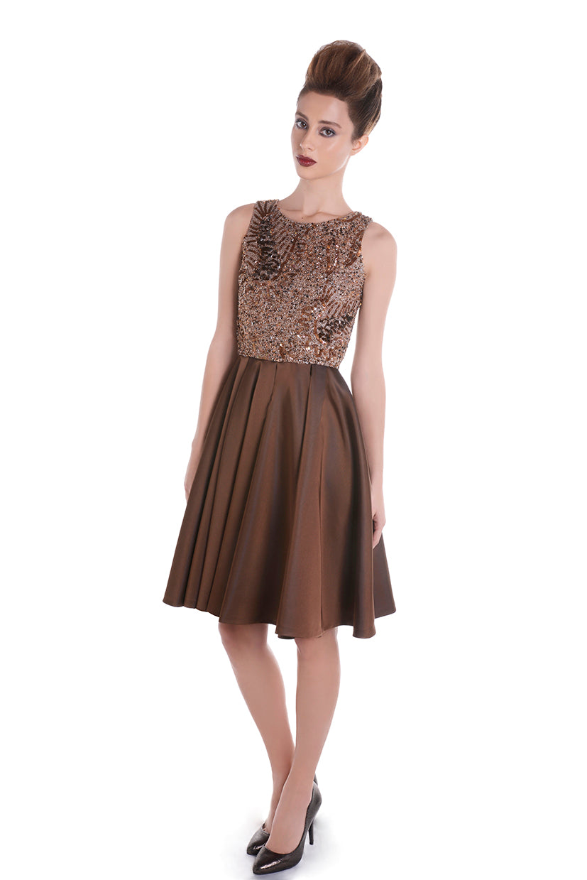 Vestido clásico marrón STAR DUST