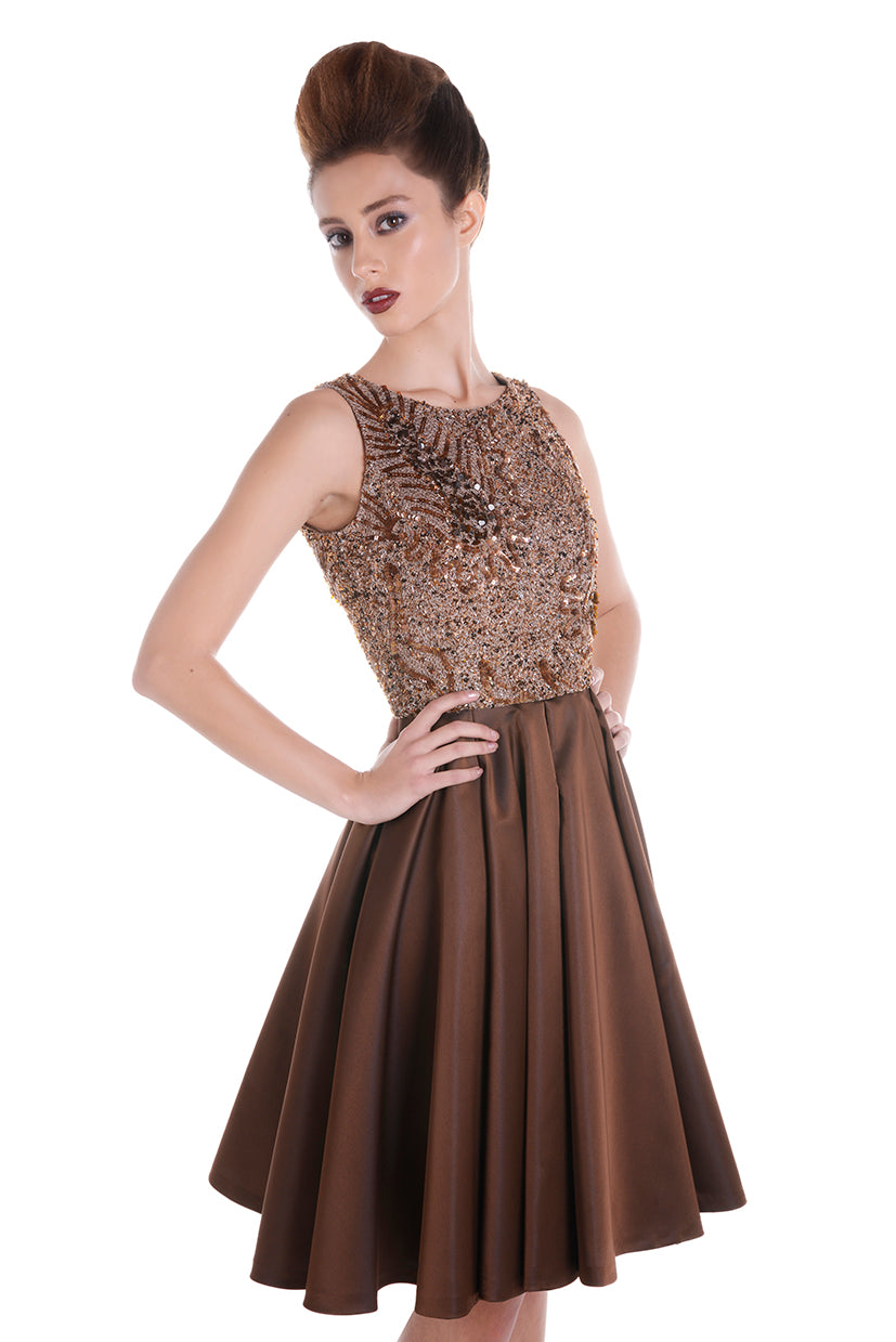 Vestido clásico marrón STAR DUST