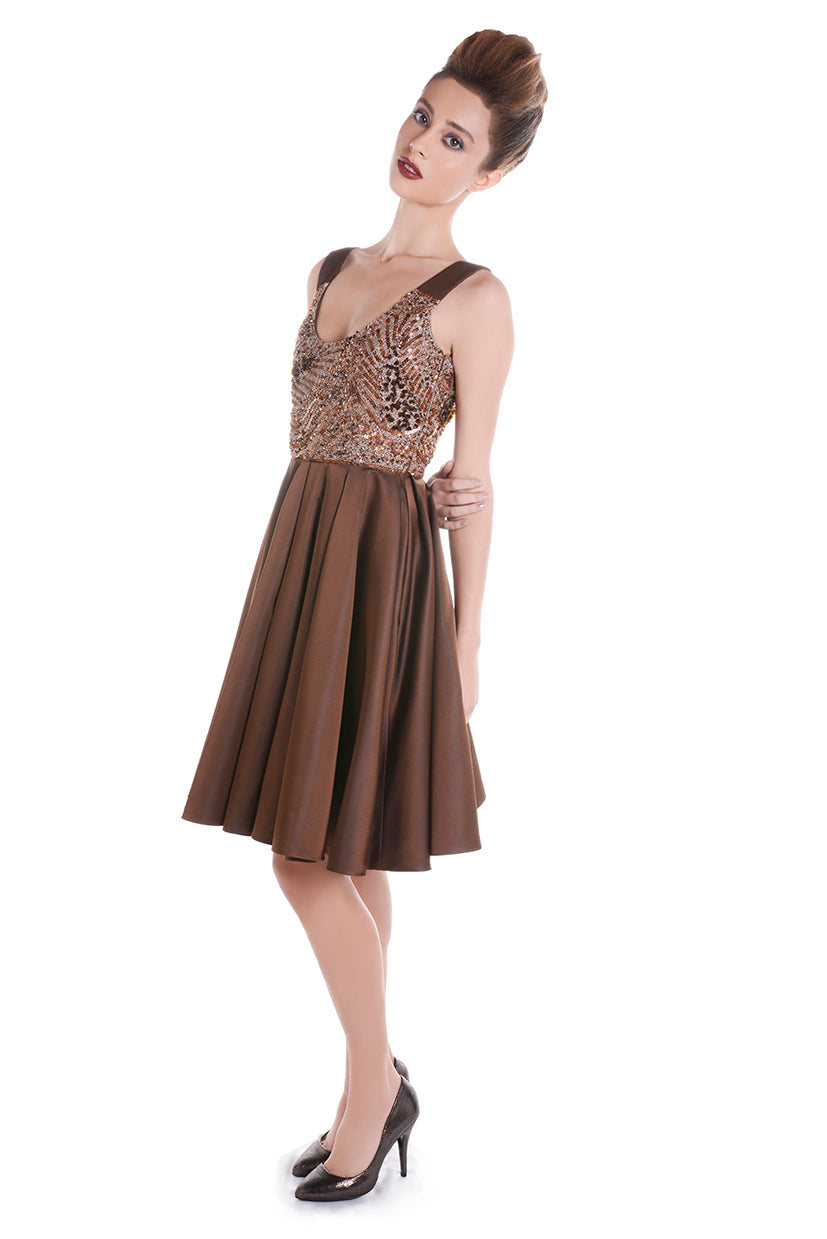 STAR DUST robe marron décolleté