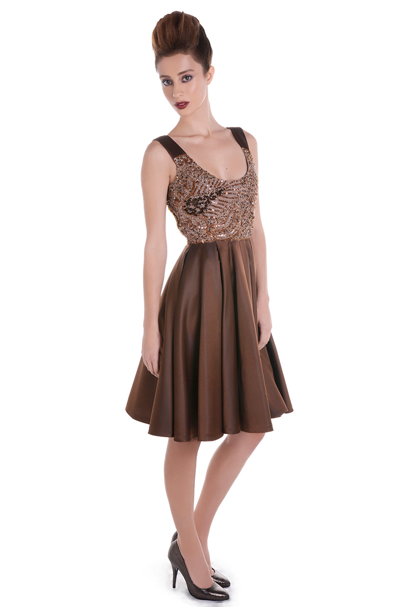 STAR DUST robe marron décolleté