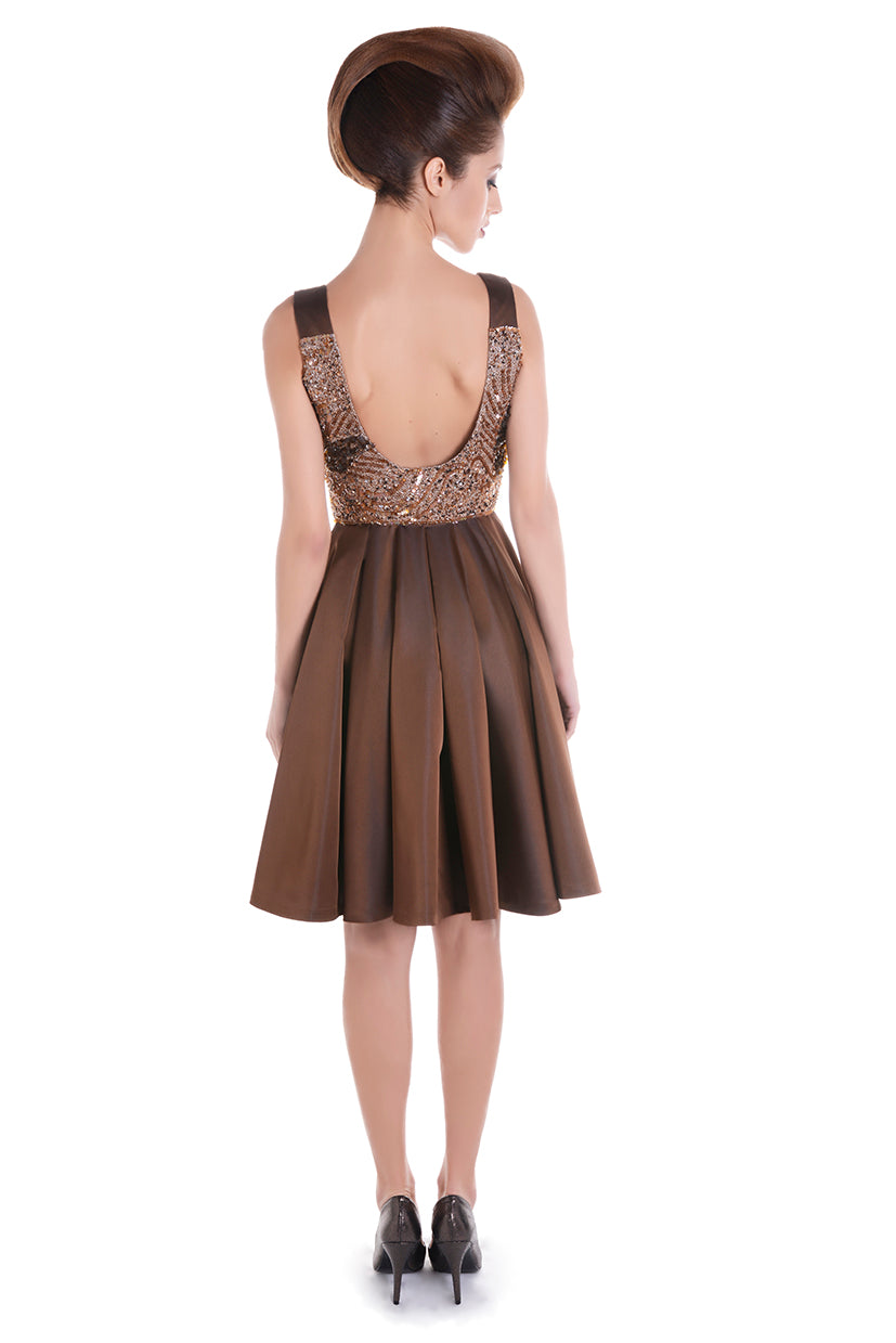 STAR DUST robe marron décolleté