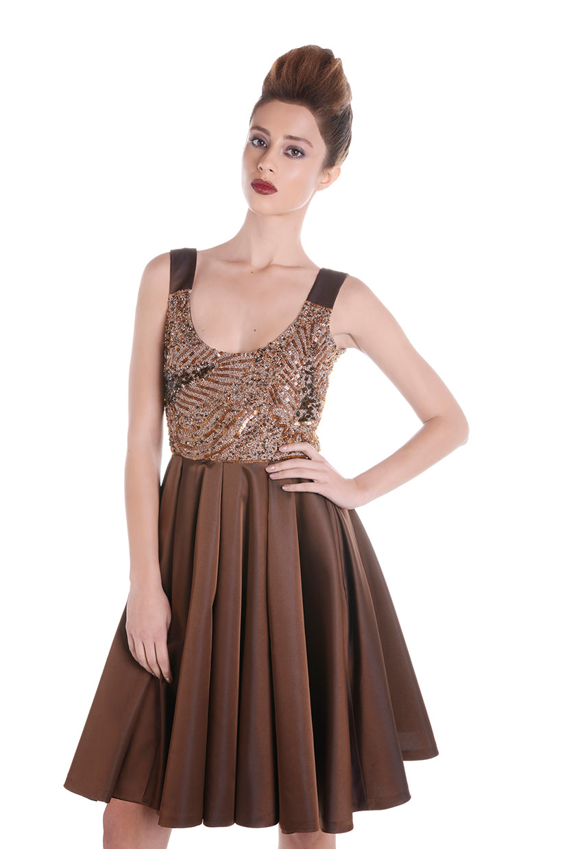 STAR DUST robe marron décolleté