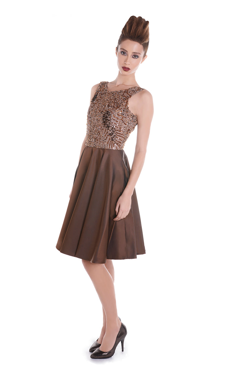 STAR DUST low back brown dress