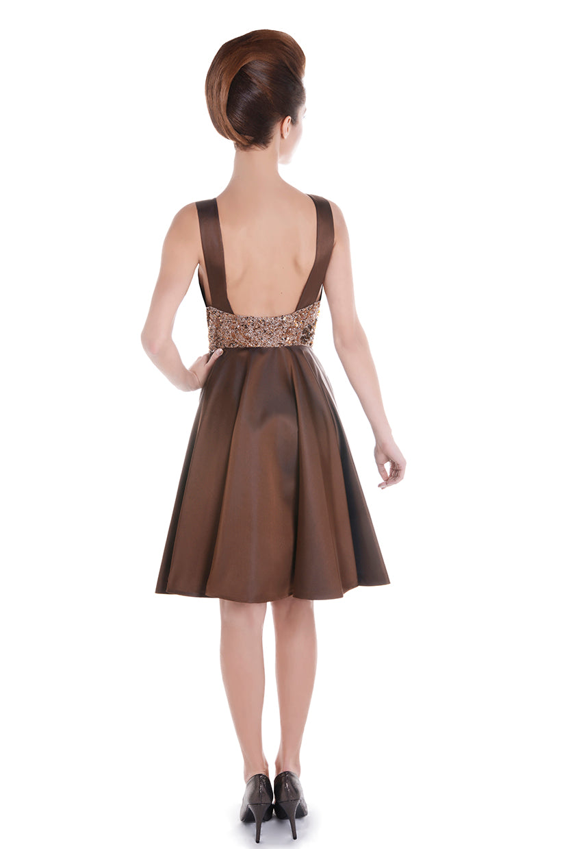 STAR DUST low back brown dress