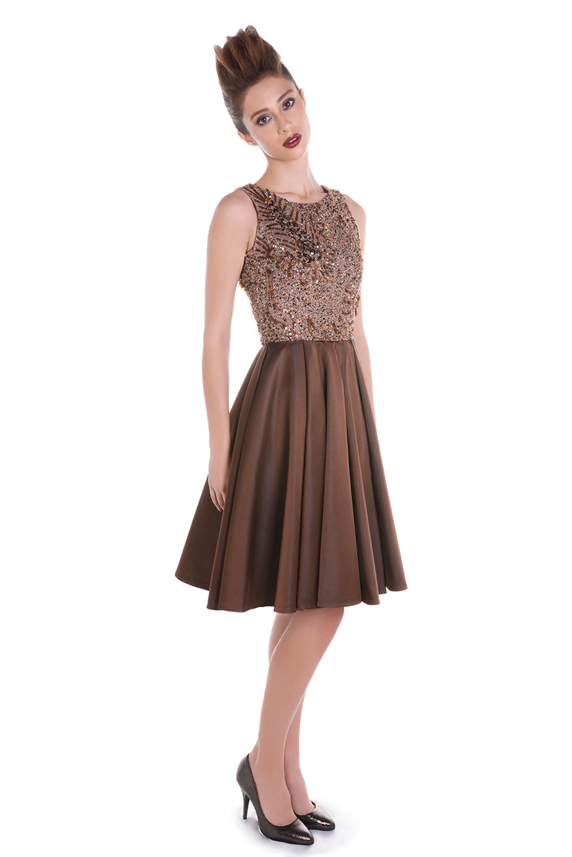 Vestido clásico marrón STAR DUST
