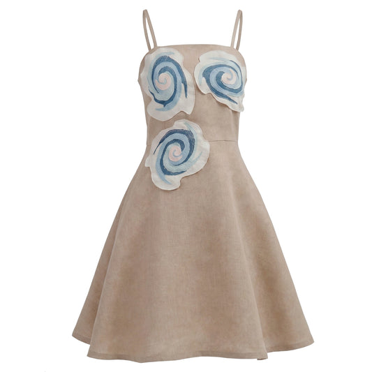 BETWEEN HEAVEN AND EARTH soft beige dress with flowers XXS